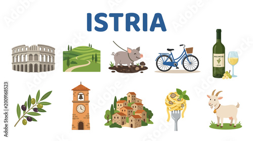 Canvastavla Istria Travel Icons: A Collection of Croatian Peninsula Attractions