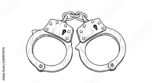 Photography Handcuffs Sketch - Crime, Justice, Arrest, Security, Law Enforcement Symbol