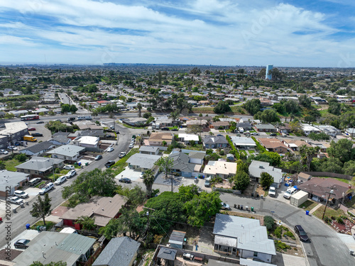 Konstfotografi Aerial view of Lemon Grove neighborhood of San Diego, California