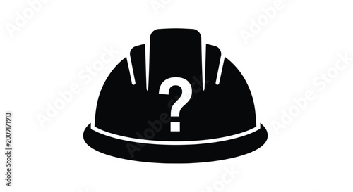 Tableau sur toile Construction helmet with question mark silhouette high quality professional deta