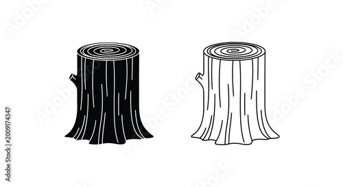 Foto Two tree stumps a black and white illustration of forest remains