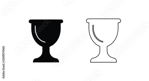Tableau sur toile Two chalice icons black silhouette and white outline on a white background