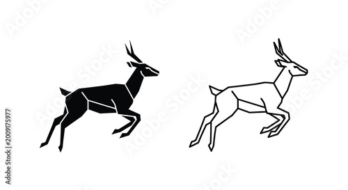 Tableau sur toile Geometric impala illustrations a dynamic wildlife representation in black and wh