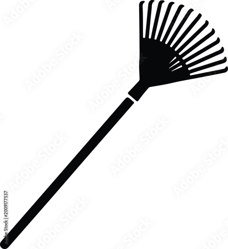 Canvastavla Silhouette design of a metal garden leaf rake tool vector