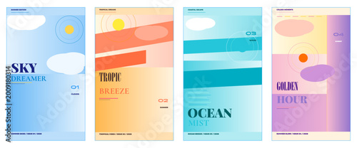 Slika na platnu Summer cloud poster design, tropical magazine cover template, beach advertisemen