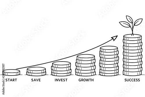 Retirement Savings Symbol Minimal Finance Drawing