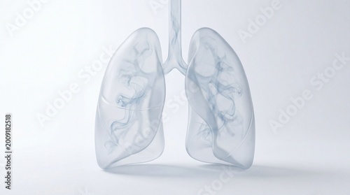3d render of human lungs with smoke inside isolated on white background