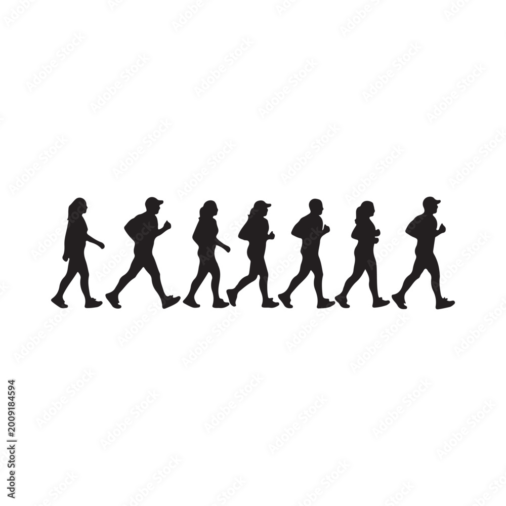 Obraz premium Silhouette Sequence Showing People Walking In Various Styles