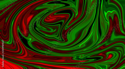Tableau sur toile Mesmerizing red and green liquid swirls intertwine in a captivating abstract dan
