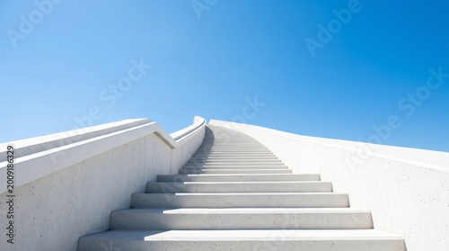 Cuadro en lienzo White Staircase Ascending Towards a Clear Blue Sky.