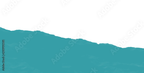 Teal torn paper bottom border isolated on transparent background for design project