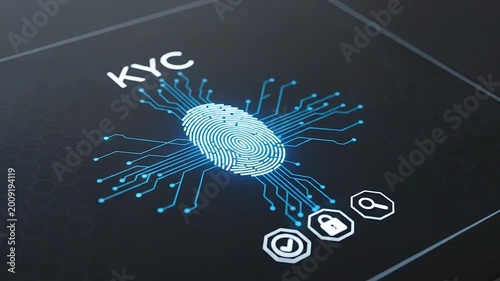 A finger touches a digital screen to verify identity through biometric scanning