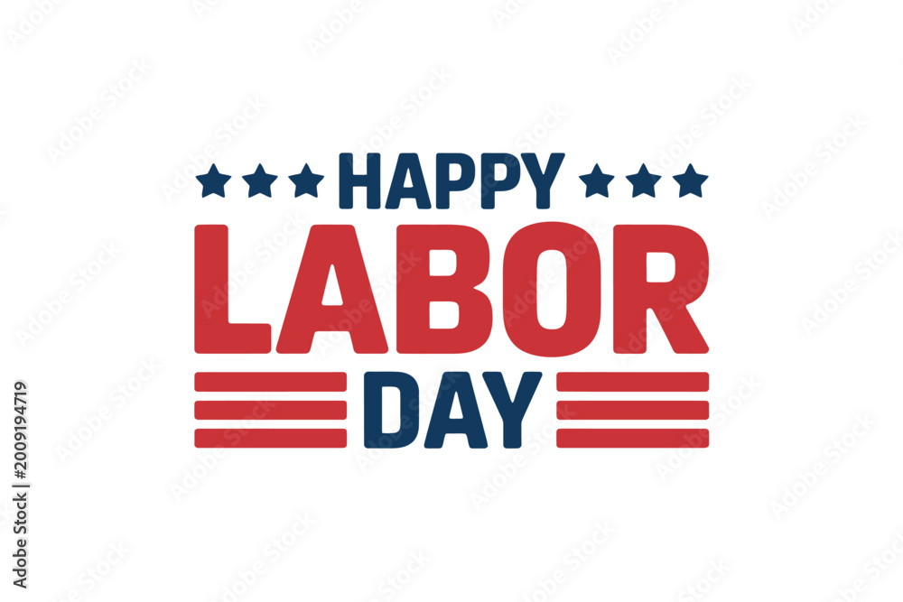 Fototapeta premium Happy Labor Day Celebration Graphic Design With Stars And Stripes