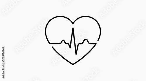 Heart with heartbeat line and stethoscope symbol representing love health and romance design