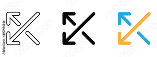 Photos Diagonal bidirectional resize arrows icons set for expanding interface windows and web elements user experience design