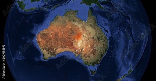 Foto Australia Continent Satellite View from Space Pacific Region