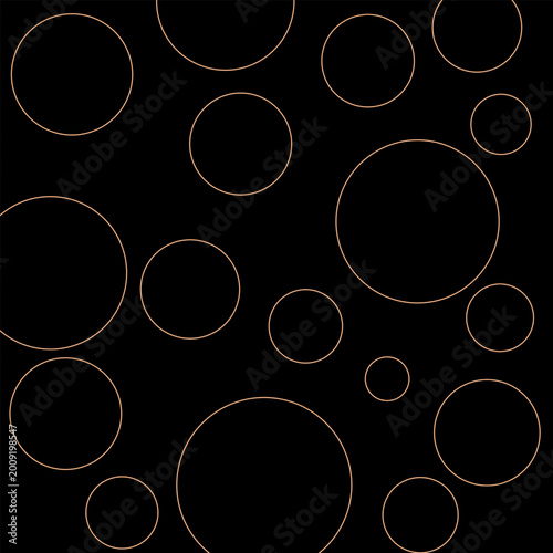 Luxury Abstract Background with Gold Outline Circles on Black