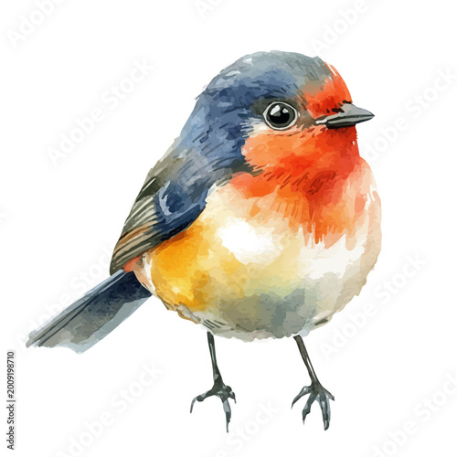 Photos Sparrow, watercolor painting with colorful accents, isolated on a white background