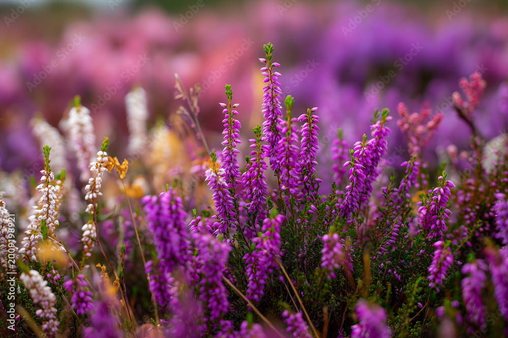 Fototapeta premium Colorful heather plants available at garden center 