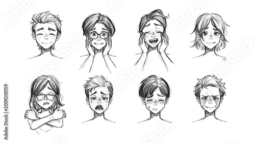 Tableau sur toile Expression Spectrum: An emotive portrayal of a person's inner world through nuanced facial expressions