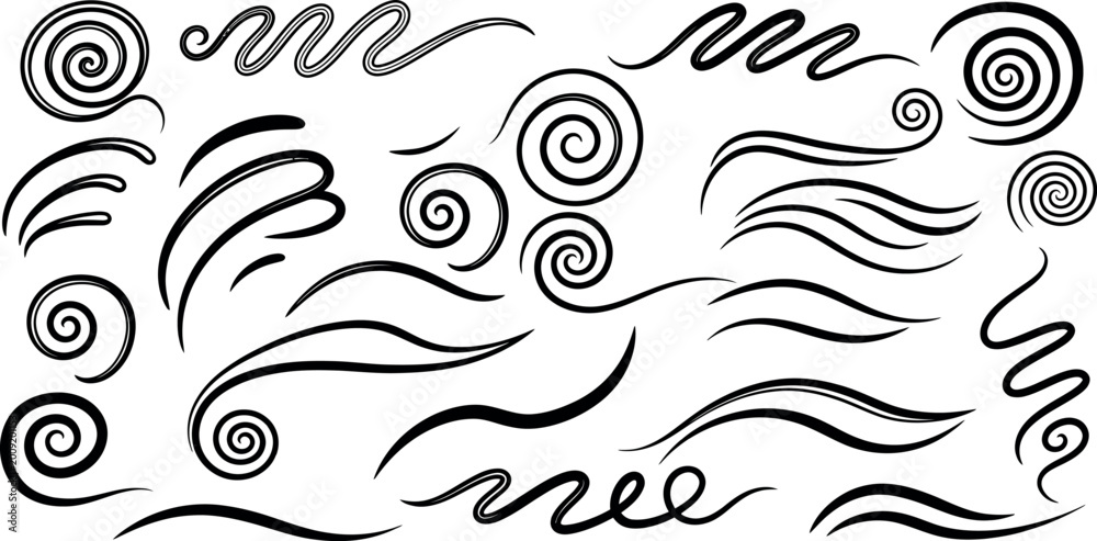 Fototapeta premium Intricate black swirls and lines a collection of abstract tribal tattoo design elements