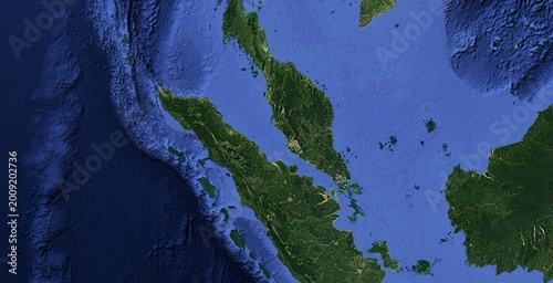 Photography Strait of Malacca Malaysia Peninsula Satellite View Southeast Asia