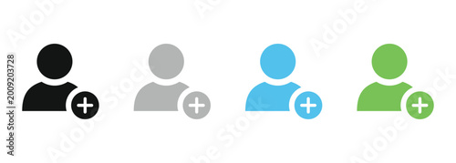Εκτύπωση καμβά Set of four colorful user add icons