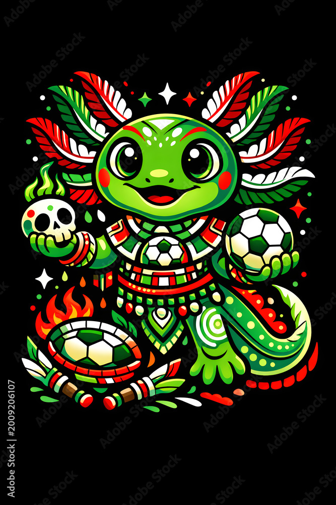 Fototapeta premium Adorable turtle adorned in vibrant Mexican-style patterns