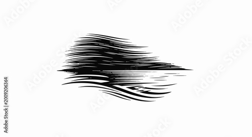 Slika na platnu Abstract black ink illustration of a tree reflected in rippling water