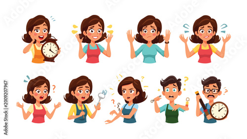 Quadro su tela Expressions of Frustration: A visual compilation of individuals, each displaying a spectrum of vexation, from confusion to exasperation