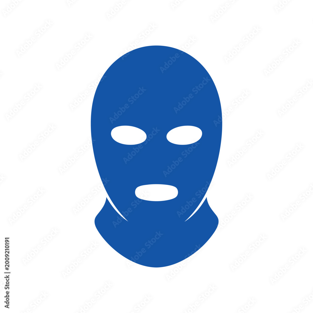Fototapeta premium Blue balaclava mask icon representing security or winter protection isolated on a transparent background for digital design vector.