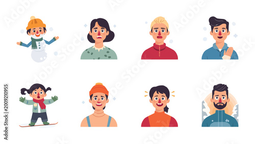 Foto Winter Avatar Compilation: A cheerful compilation of winter-themed avatars, each showcasing different characters enjoying snowy adventures or seasonal vibes