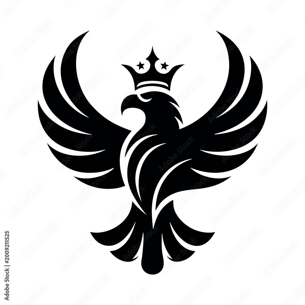 Fototapeta premium Flying Royal Eagle Full Body Silhouette Emblem Concept