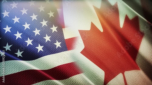 USA and Canada Flags Waving Side by Side in Wind – International Partnership, Diplomacy and North America Relations
