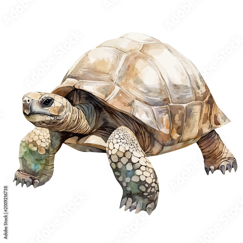 Foto Tortoise, watercolor clipart showing delicate textures and whimsical forms, isolated on a white background