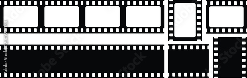 Bild auf Leinwand Black and white film strip border set vector