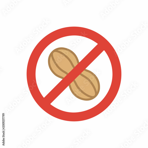 No Peanuts Allergy Awareness Symbol for Health Campaigns, Food Safety Information, Educational Graphics, and Allergy Prevention Resources