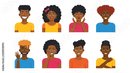 Cuadro en lienzo Diversity of Expressions: A vibrant array of illustrations depicting diverse individuals, each radiating unique personalities and conveying a spectrum of emotions with individual charm