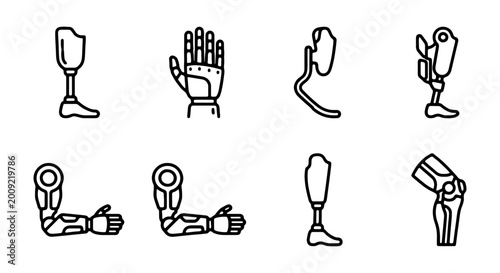 Prosthetic limbs and hands in various designs and positions