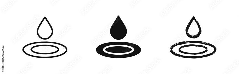 Naklejka premium Pure Water Drop Impact and Ripple Icon