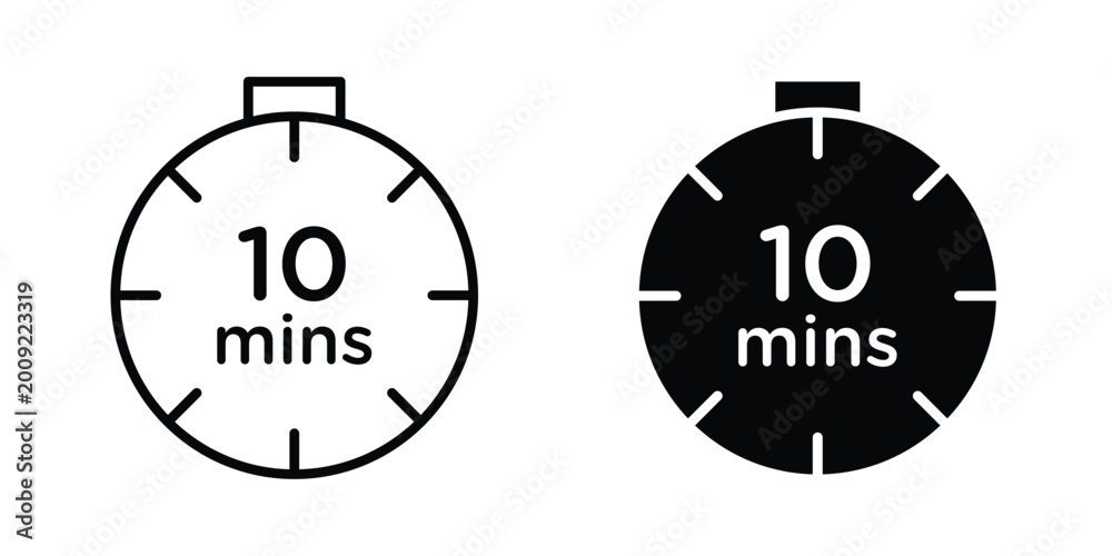 Fototapeta premium 10 minutes icon vector illustration. Editable black icons. EPS 10