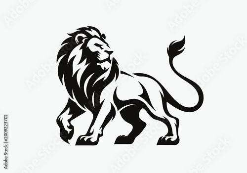
Black silhouette vector illustration of horse, lion, and tiger wildlife animal heads isolated on white for a powerful mascot logo or tattoo symbol