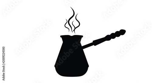 Turkish coffee pot with steam black silhouette