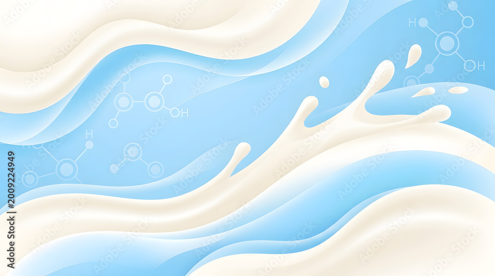 Naklejka premium Abstract milk splash background with blue waves