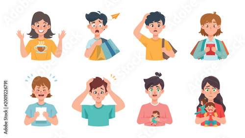 Cuadro en lienzo Expressive Emotions: An ensemble of individuals conveys a wide range of human sentiments and emotional states through vivid expressions