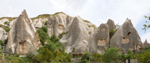 Panorama of Cappadocia rock formations landscape in Turkey