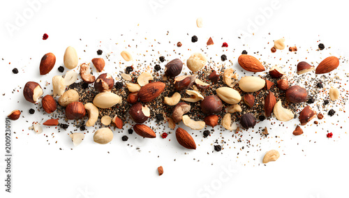 Mixed nuts scattered