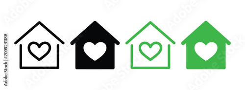 Cuadro en lienzo House with heart icon vector illustration, home and love symbol representing fam