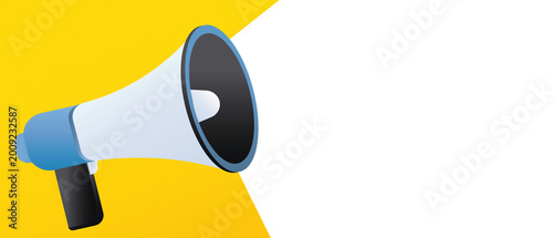 We hiring now banner job offer vector background. Hiring promotion megaphone employee photo. space for text