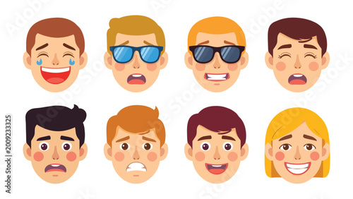 Slika na platnu Expressive Emotions: A collection of various human face expressions, perfect to portray diverse human emotional states